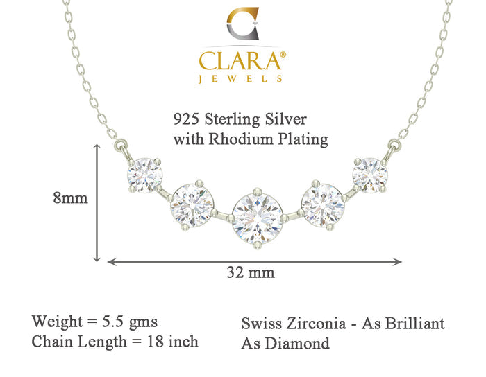 5 Stone Silver Chain Pendant