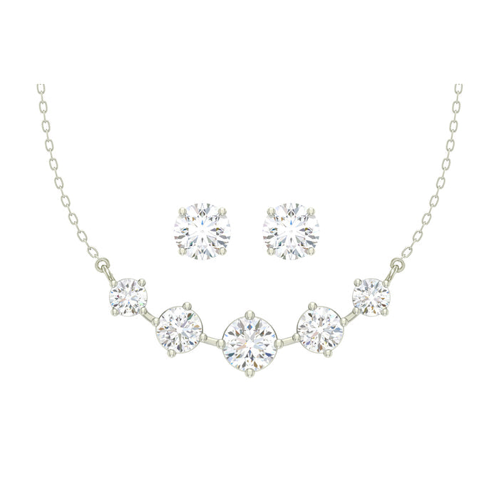 Silver 5 Stone Jewellery Set