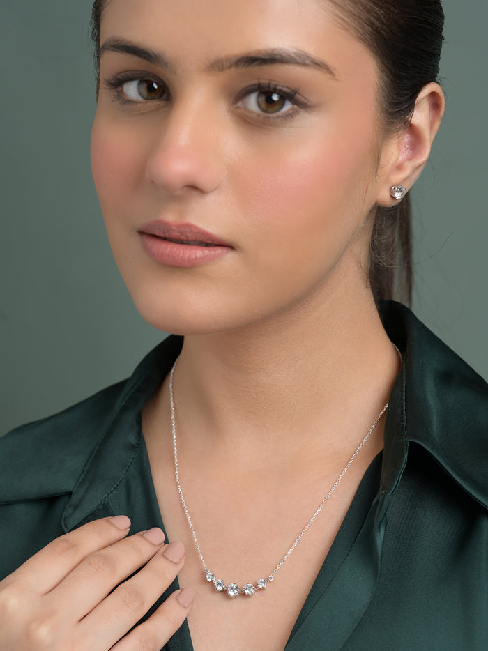 Silver 5 Stone Jewellery Set