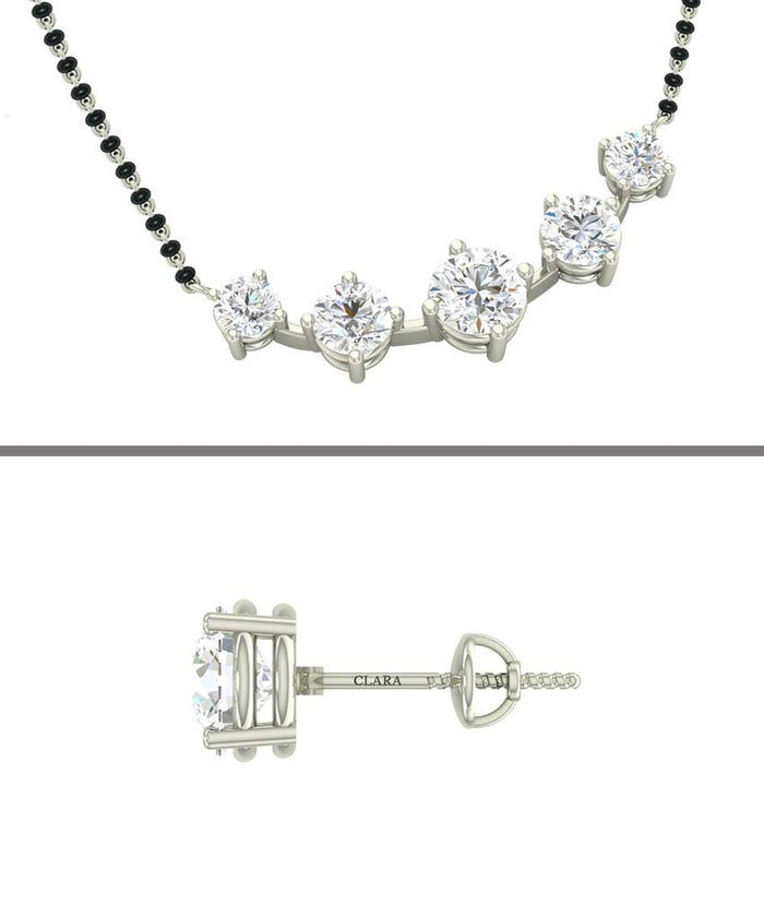 5 Stone Mangalsutra Chain Pendant with Earring