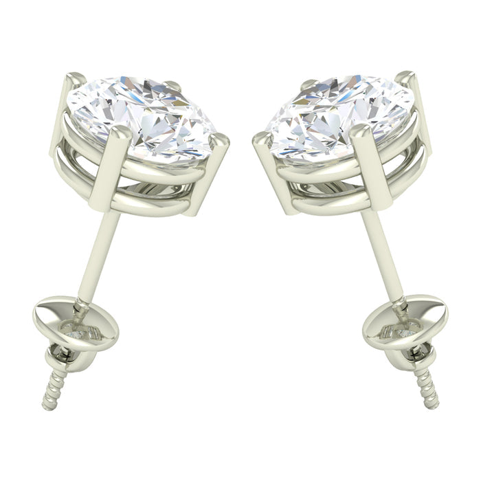 CLARA 925 Sterling Silver Swiss Zirconia 6.5 mm Earring With Screw Back Gift for Women and Girls