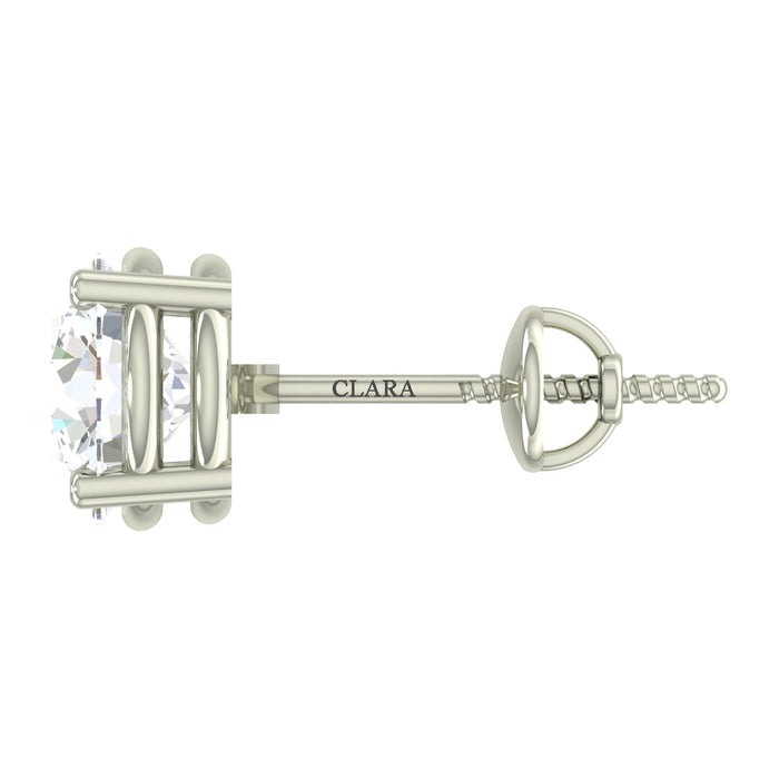 CLARA 925 Sterling Silver Swiss Zirconia 6.5 mm Earring With Screw Back Gift for Women and Girls