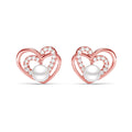 Silver Adah Freshwater Pearl Heart Stud Earrings