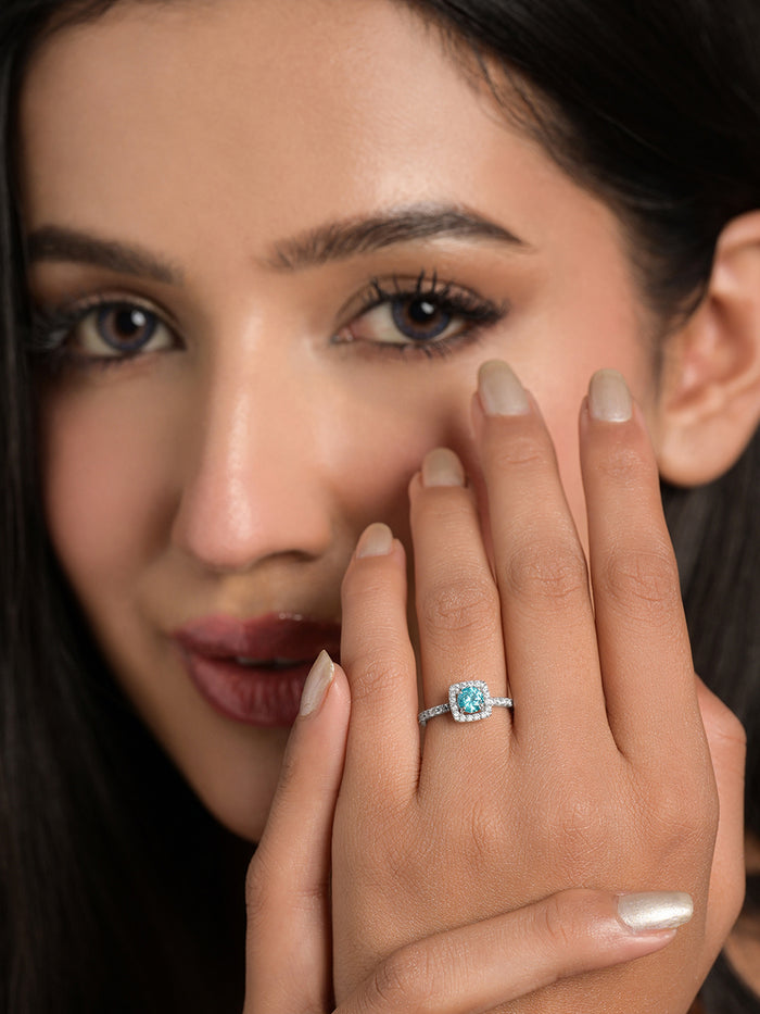 Silver Aegean Halo Ring