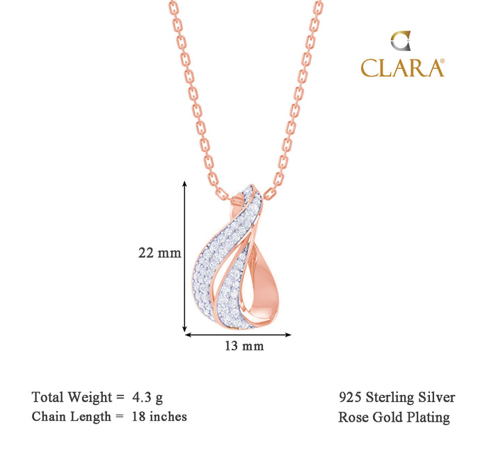 CLARA 925 Sterling Silver Agda Pendant Chain Necklace