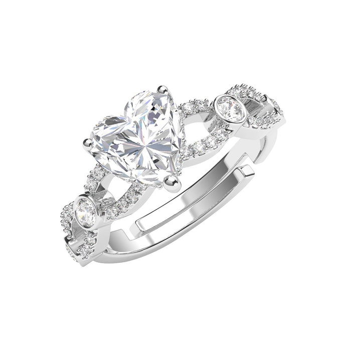 CLARA 925 Sterling Silver Size Adjustable Alfie Heart Engagement Ring