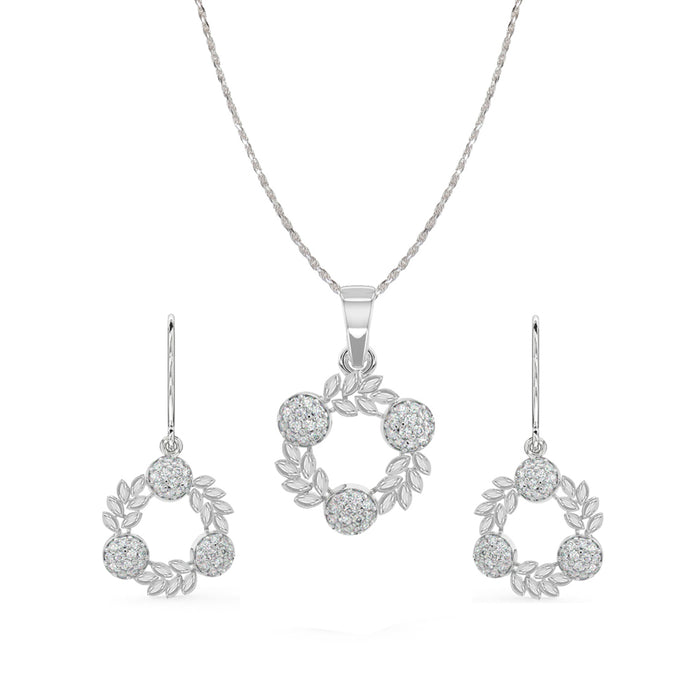 CLARA 925 Sterling Silver Alma Pendant Earring Chain Jewellery Set