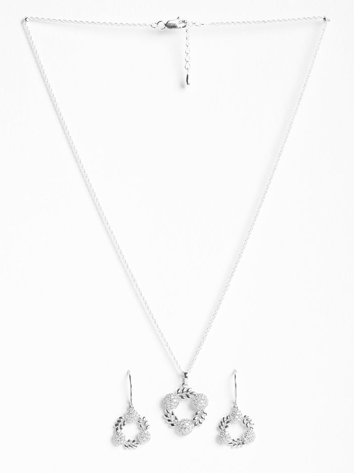 CLARA 925 Sterling Silver Alma Pendant Earring Chain Jewellery Set