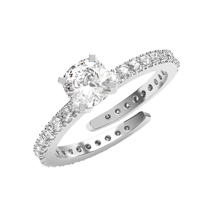 CLARA 925 Sterling Silver Size Adjustable Alma Princess Cut Solitaire Ring
