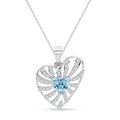 Silver Amata Sky Blue Heart Pendant with Chain