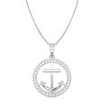 CLARA 925 Sterling Silver Anchor Halo Pendant Chain Necklace