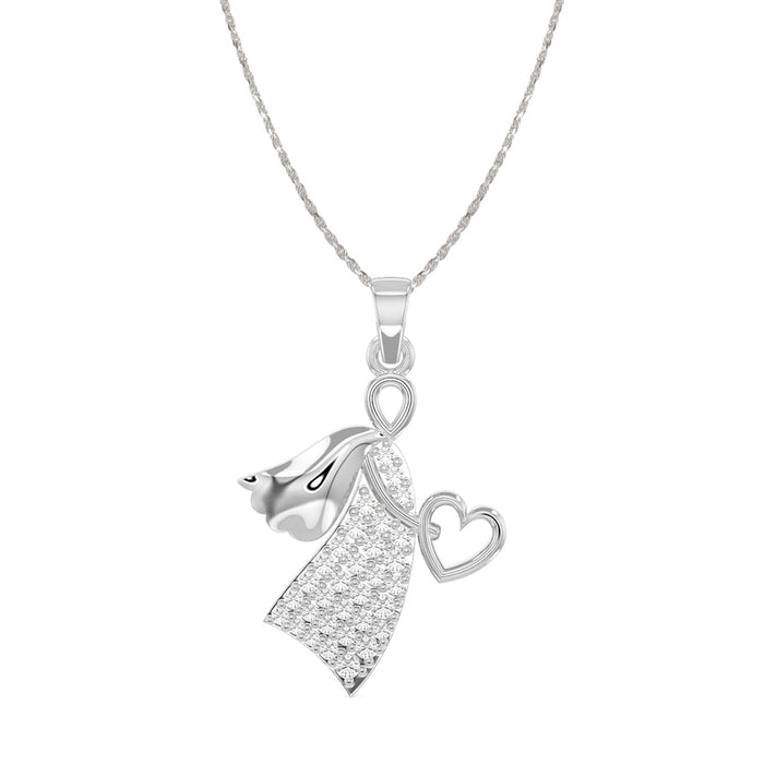 CLARA 925 Sterling Silver Angel Heart Pendant Chain Necklace