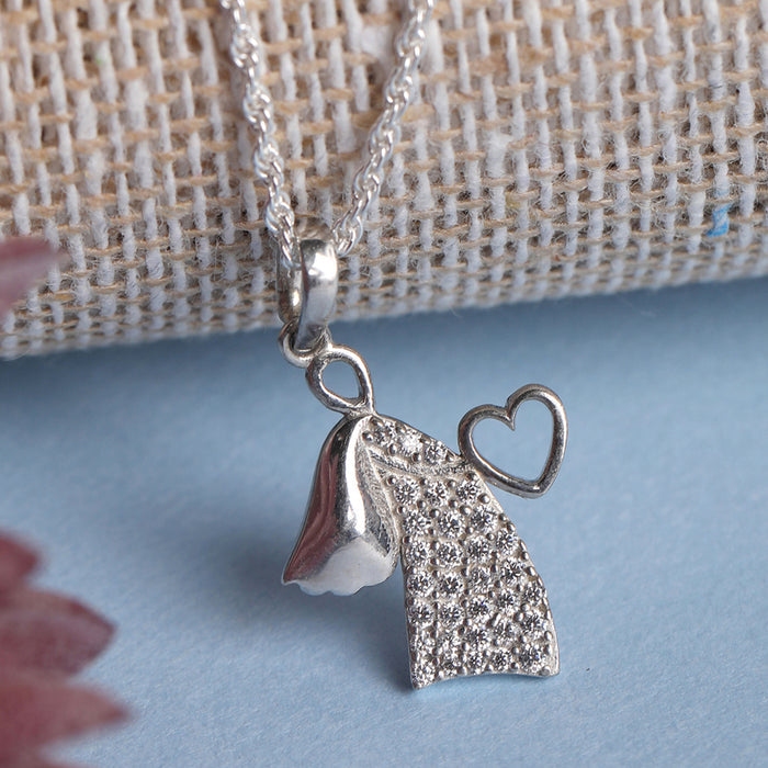 CLARA 925 Sterling Silver Angel Heart Pendant Chain Necklace