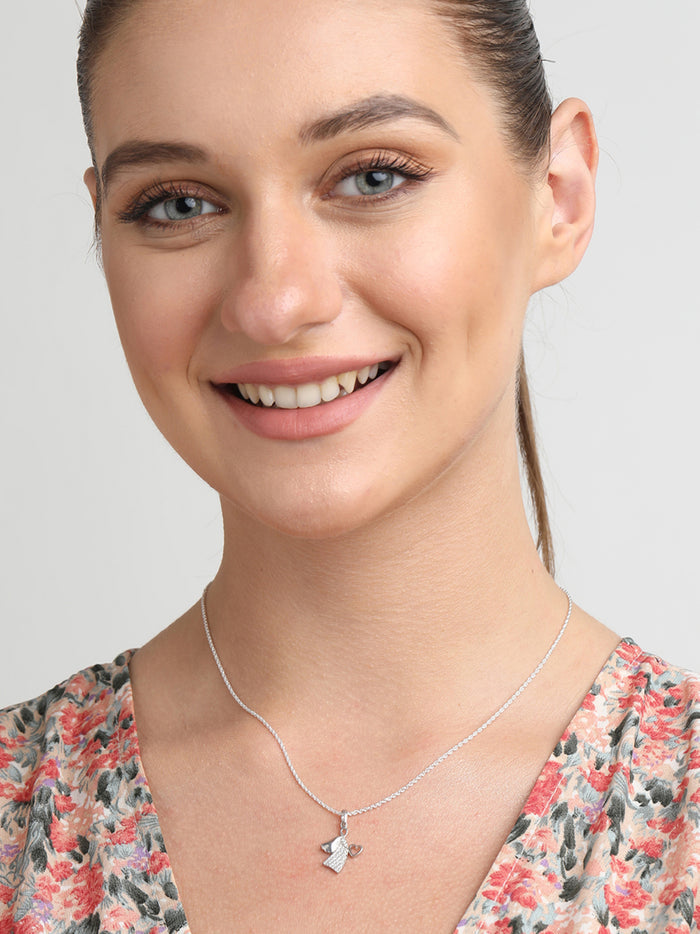 CLARA 925 Sterling Silver Angel Heart Pendant Chain Necklace