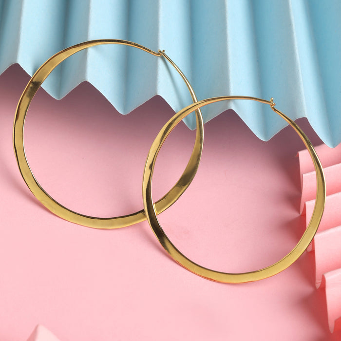CLARA 925 Sterling Silver Arfa Hoop Earring Gold Plated Gift for Women & Girls