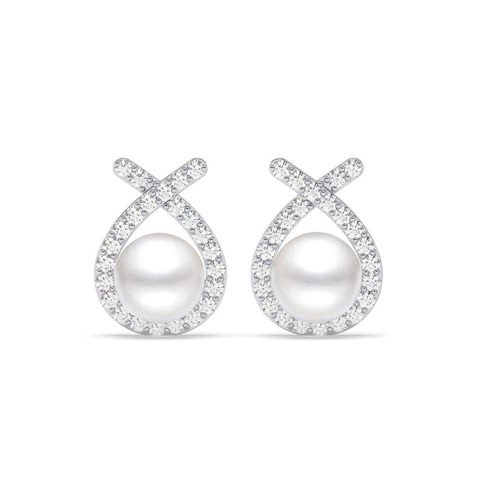 Silver Asal Freshwater Pearl Stud Earrings