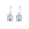 Silver Asscher Solitaire Dangle Drop Earrings