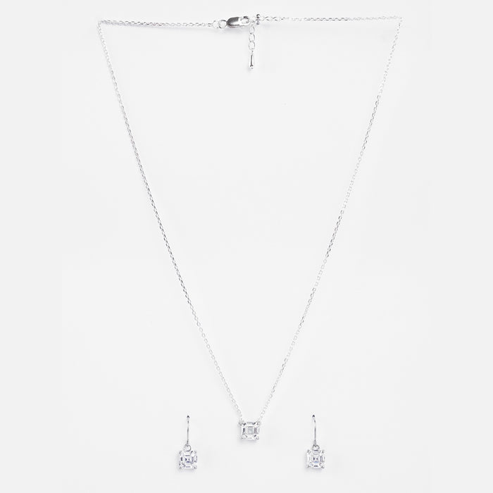 Silver Asscher Solitaire Jewellery Set