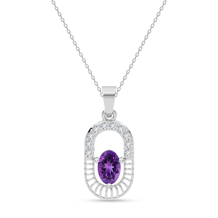Silver Asti Purple Pendant with Chain