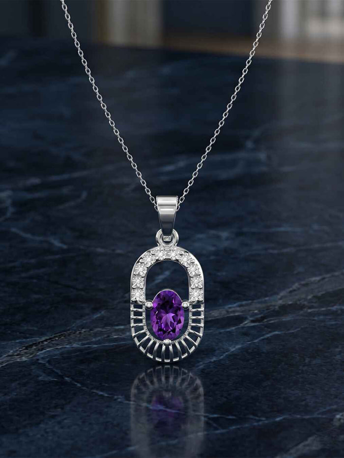 Silver Asti Purple Pendant with Chain