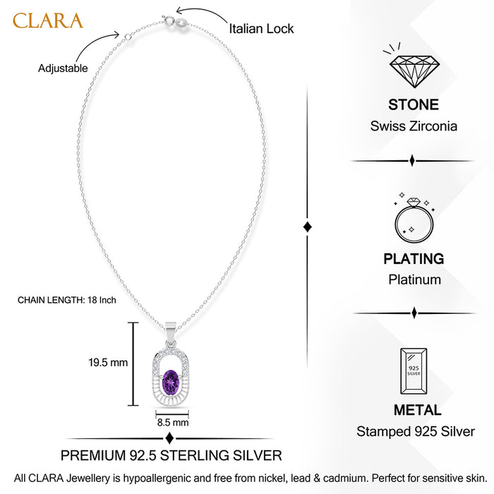 Silver Asti Purple Pendant with Chain