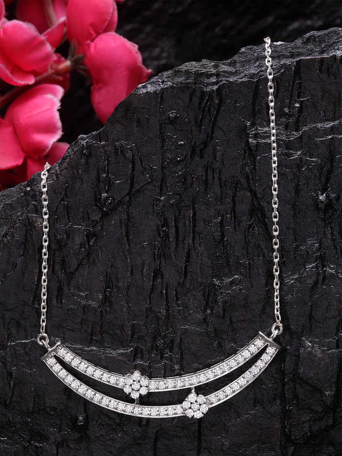CLARA 925 Sterling Silver Rhodium Plated Ava Pendant with Chain Gift for Women and Girls