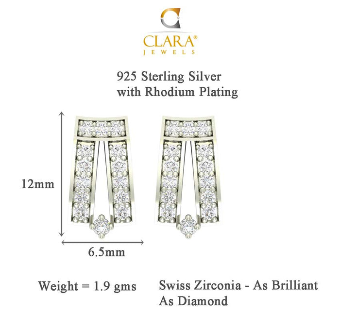 CLARA 925 Sterling Silver Ayla Mangalsutra Tanmaniya Pendant Earring Jewellery Set with Chain Gift for Women and Girls