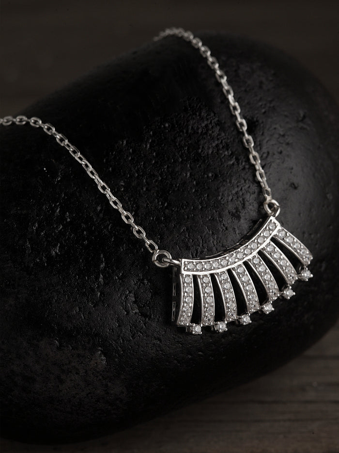 CLARA 925 Sterling Silver Rhodium Plated Ayla Pendant with Chain Gift for Women & Girls