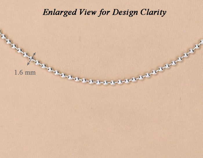 Clara Anti-Tarnish 92.5 Sterling Silver Ball Chain Necklace in 16 18 24 inches for Women & Girls
