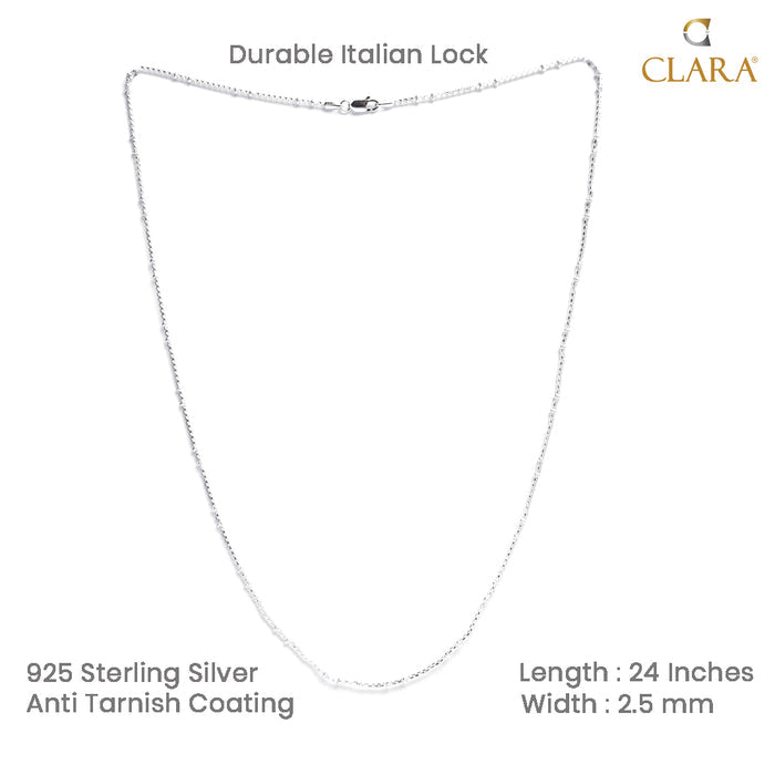 Silver Ball Men Chain Necklace in 24 inches
