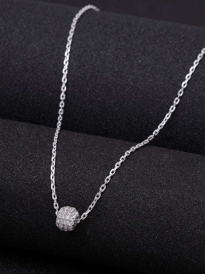 CLARA 925 Sterling Silver Rhodium Plated Ball Pendant with Chain Gift for Women and Girls