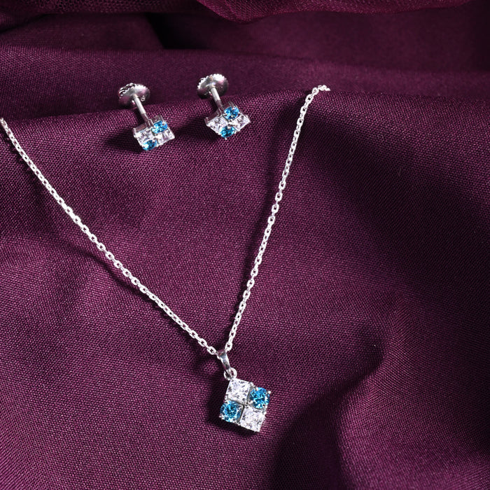 CLARA 925 Sterling Silver Belen Pendant Earring Chain Jewellery Set