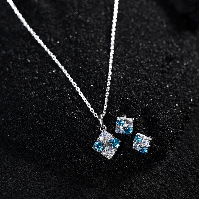 CLARA 925 Sterling Silver Belen Pendant Earring Chain Jewellery Set