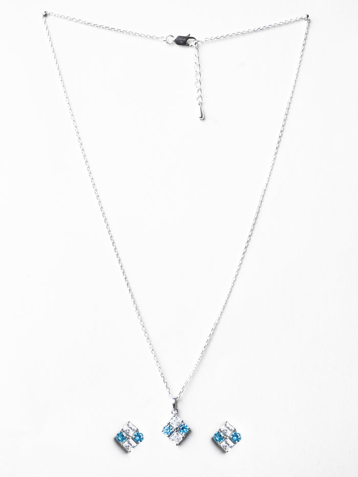 CLARA 925 Sterling Silver Belen Pendant Earring Chain Jewellery Set