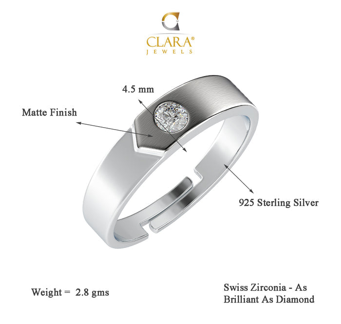 CLARA Pure 925 Sterling Silver Belt Adjustable Ring Gift for Women and Girls | Partial Matte Finish