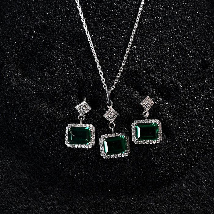 CLARA 925 Sterling Silver Bianca Pendant Earring Chain Jewellery Set