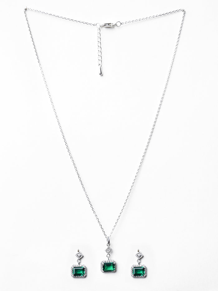 CLARA 925 Sterling Silver Bianca Pendant Earring Chain Jewellery Set