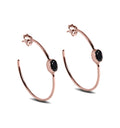 Silver Black onyx Hoop Earrings