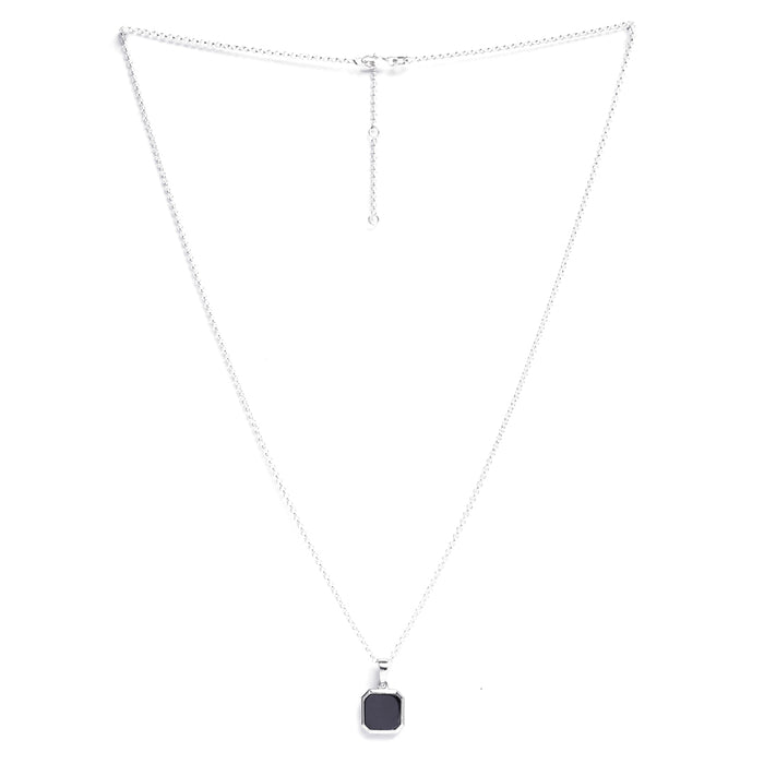 Silver Black Onyx Men Pendant Necklace with Chain or without Chain