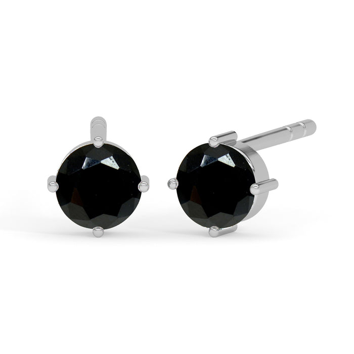 CLARA 925 Sterling Silver Black Studs Earrings Gift for Kids Girls