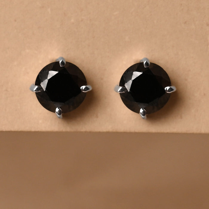 CLARA 925 Sterling Silver Black Studs Earrings Gift for Kids Girls