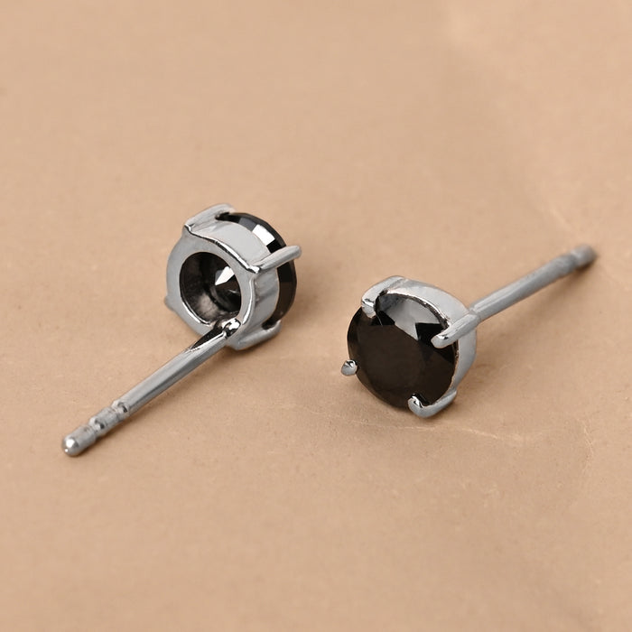 CLARA 925 Sterling Silver Black Studs Earrings Gift for Kids Girls