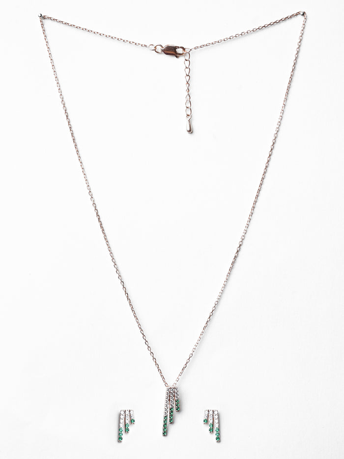 CLARA 925 Sterling Silver Blanca Pendant Earring Chain Jewellery Set