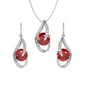 Silver Blood Red Eye Jewellery Set