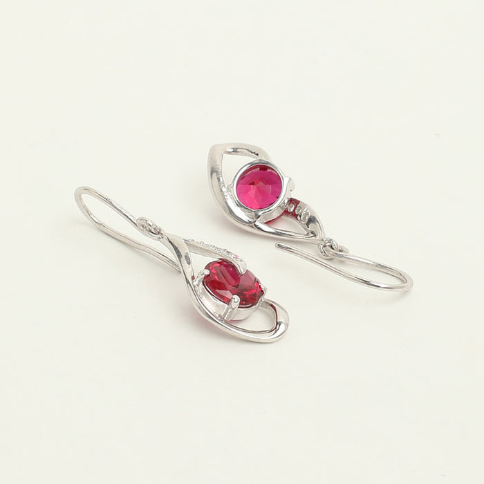 Silver Blood Red Eye Jewellery Set