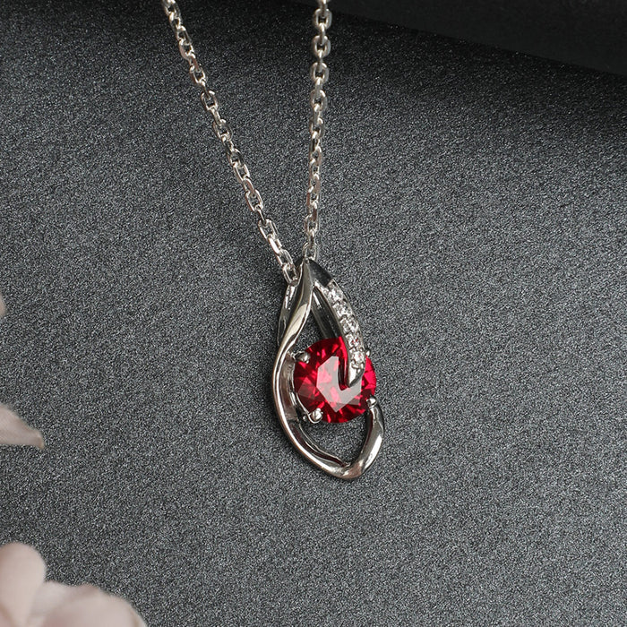 CLARA 925 Sterling Silver Blood Red Eye Pendant | Rhodium Plated, Swiss Zirconia | Gift for Women & Girls
