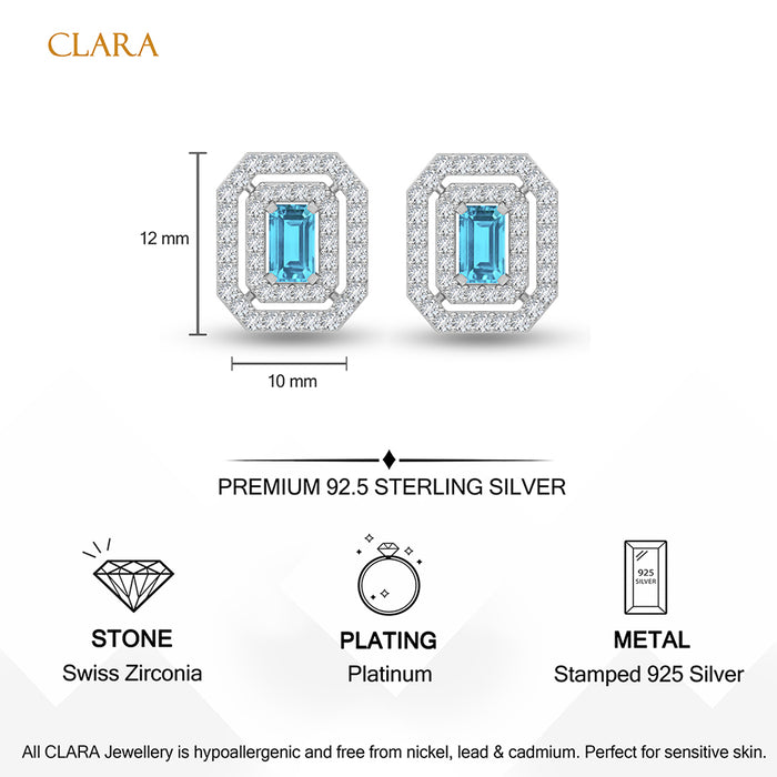 Silver Blu Elegante Stud Earrings