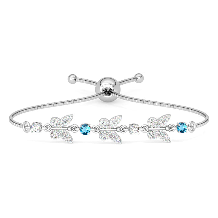 CLARA 925 Pure Silver Blue Butterfly Hand Bracelet