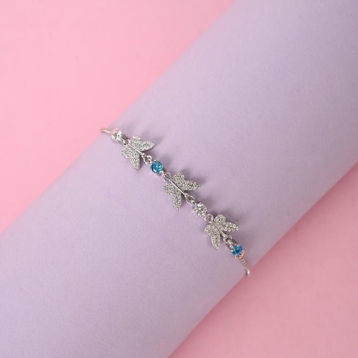CLARA 925 Pure Silver Blue Butterfly Hand Bracelet