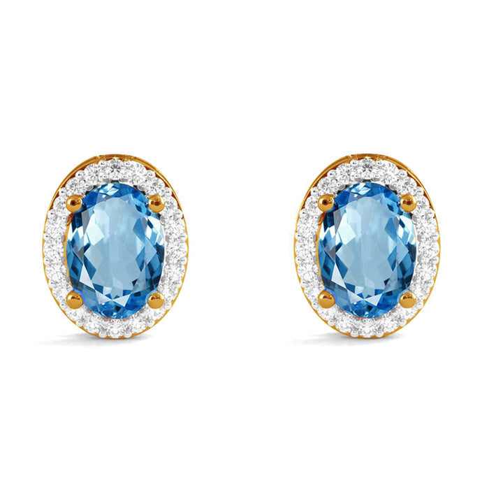 CLARA 925 Sterling Silver Blue Earrings with Screw Back